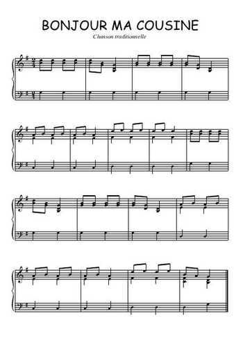 Téléchargez l'arrangement pour piano de la partition de Bonjour ma cousine en PDF